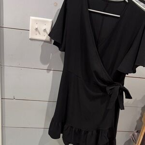 Juniors black wrap dress
